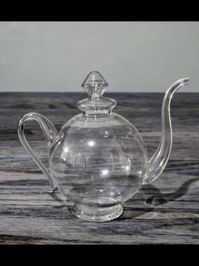 Clear Glass Mini Teapot - Elegant Round Design